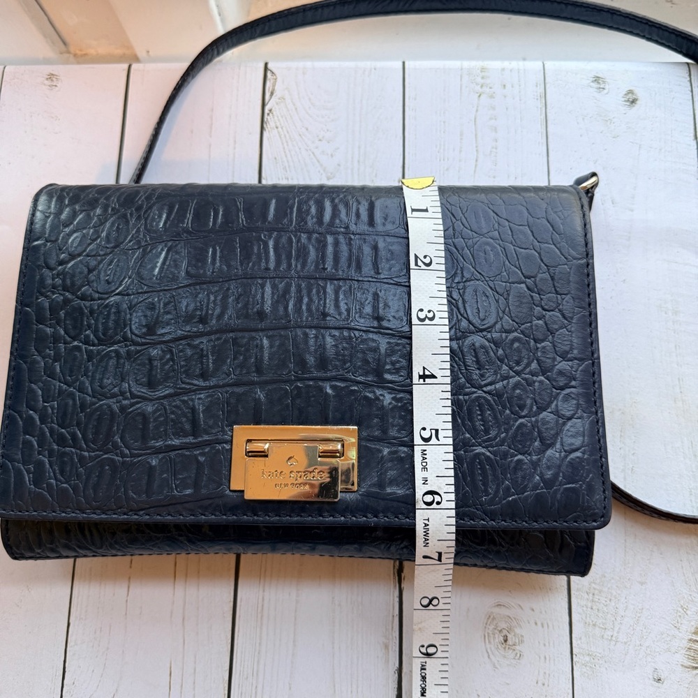 Kate Spade | Fiona Orchard Valley Navy Croc Embossed Leather Crossbody - Picture 6 of 8